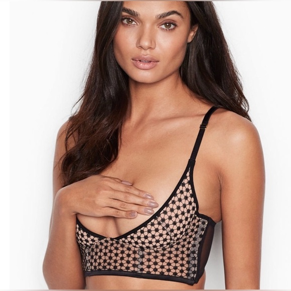 Victoria's Secret Black and Tan Starburst Quarter Cup Bra